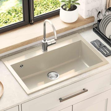 vidaXL Wasbak Beige 795 x 505 mm Graniet, Verzenden