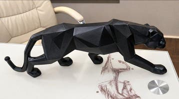 sculptuur, Contemporary Black Panther Sculpture – Abstract