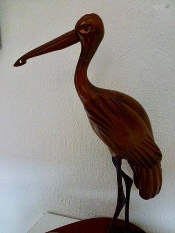 Aldo Tura - Beeld, Ooievaar - Mid Century Modern - 40 cm -