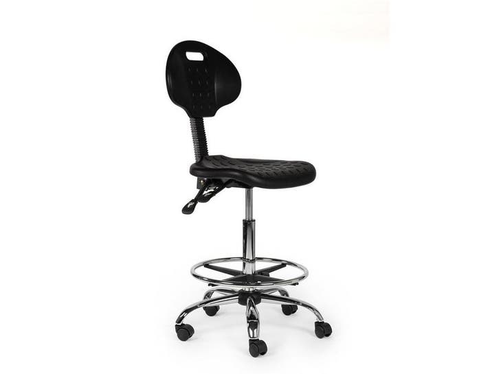 Werkplaatsstoel Zwart - Standaard Zithoogte met Voetsteun, Huis en Inrichting, Krukjes, Nieuw, In hoogte verstelbaar