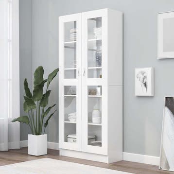 vidaXL Vitrinekast 82,5x30,5x185 cm bewerkt hout wit, Huis en Inrichting, Verzenden, Nieuw