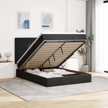 vidaXL Ottoman bed met matrassen 140x200cm fluweel zwart, Verzenden, Nieuw