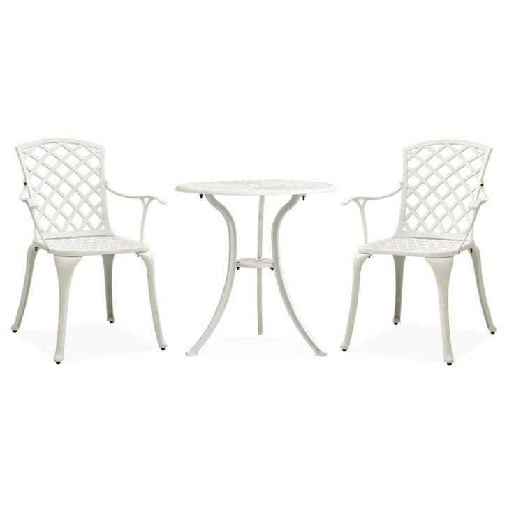 vidaXL 3-delige Bistroset gietaluminium wit, Tuin en Terras, Tuinsets en Loungesets, Nieuw, Verzenden