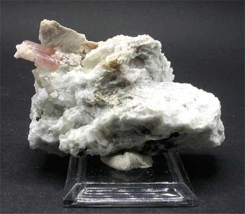 Elbaite variëteit Rubellite Kristal op matrix - Hoogte: 6.5