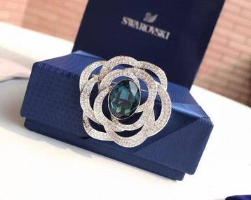 Swarovski - Pierre précieuse synthétique - Argent - Broche