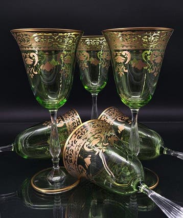 Artemisia Bohemia Firmati - Verre à vin (6) - Cristal, Or