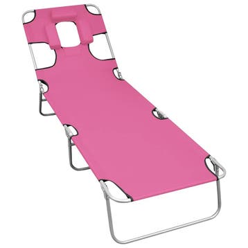 vidaXL Ligbed inklapbaar met hoofdkussen staal magenta, Verzenden