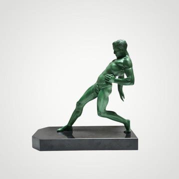 R. VRAMANT - sculptuur, Athlète - 21 cm - Marmer, Metaal, Antiquités & Art