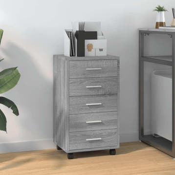 vidaXL Ladekast met wieltjes bewerkt hout grijs sonoma eiken, Verzenden, Nieuw