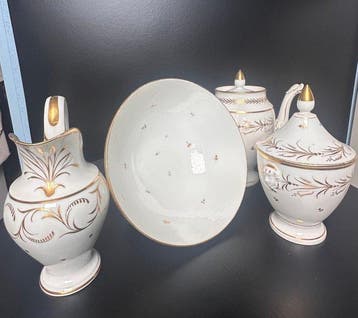 French Empire Old Paris - Koffieservies (4) - Porselein, Antiek en Kunst