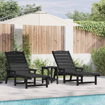 vidaXL Ligstoel 2 st Polyetheen Zwart, Verzenden, Nieuw