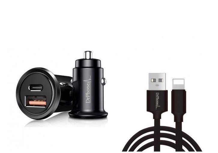 DrPhone Invisible Pro - Autolader - 30W - USB-C met PD, Télécoms, Chargeurs de voiture, Envoi