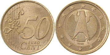 Duitsland 50 Cent 2002 G Rueckseite Adler vorzueglich seh..., Verzenden
