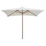 vidaXL Parasol met houten paal 200x300 cm crèmewit, Verzenden
