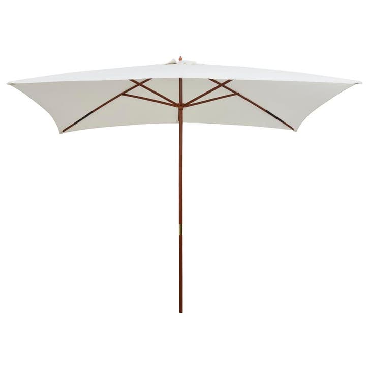 vidaXL Parasol met houten paal 200x300 cm crèmewit, Jardin & Terrasse, Parasols, Envoi