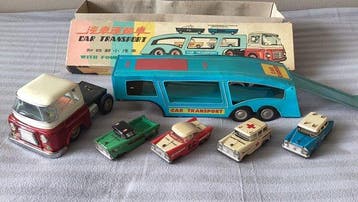 MF - Blikken speelgoedauto - Car Transport with four cars -