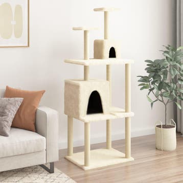 vidaXL Kattenmeubel met sisal krabpalen 167 cm crèmekleurig, Dieren en Toebehoren, Verzenden, Nieuw