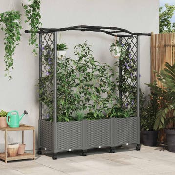 vidaXL Verhoogd Bed met Trellis en Dak Lichtgrijs 164 x 40 x, Verzenden, Nieuw