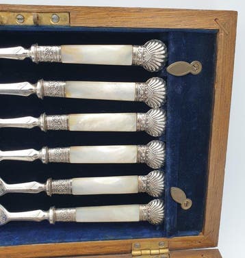Visbestekset (12) - .925 zilver - Parelmoer