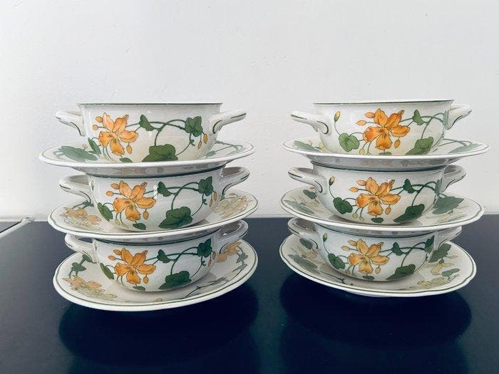 Villeroy & Boch - Set soepkommen (12) - Geranium - Porselein, Antiquités & Art, Antiquités | Meubles | Tables