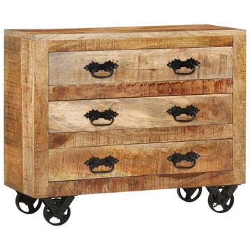vidaXL Dressoir met 3 lades 80x30x65 cm massief ruw, Verzenden
