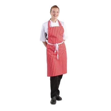 Whites halterschort rood-wit gestreept | Polyester/Katoen |, Verzenden, Nieuw in verpakking