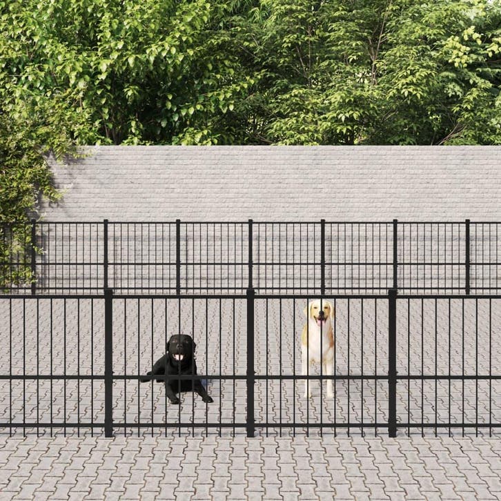 vidaXL Hondenkennel voor buiten 60,22 m² staal, Dieren en Toebehoren, Hondenbenches, Nieuw, Verzenden