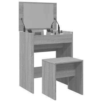 vidaXL Kaptafel met krukje 60x40x113,5 cm grijs sonoma, Verzenden