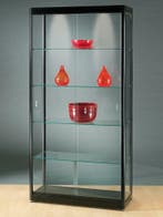 *TIP*  Luxe vitrinekast zwart 100 cm met schuifdeuren front, Ophalen of Verzenden