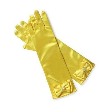 Prinsessenjurk - Handschoenen met strik - Geel - Kleedje, Verzenden, Nieuw