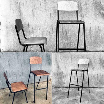 New vintage – Iso wood – barkrukken/tabourets – zwart, Ophalen of Verzenden, Meubilair