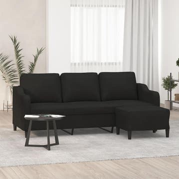 vidaXL Driezitsbank met voetenbank 180 cm stof zwart, Verzenden