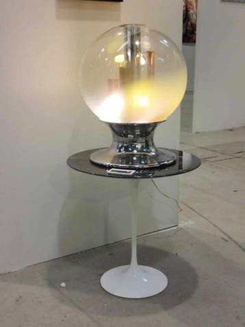 Selenova - Lampe de table - globe - Verre, Chrome, Cuivre, Antiquités & Art