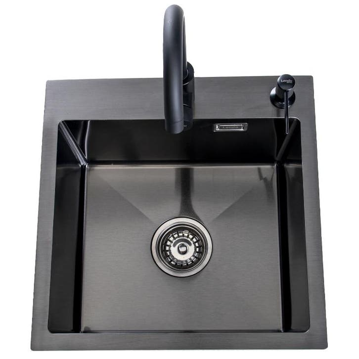 Lendo Online Évier Inox Anthracite 44×44 cm avec Robinet, Huis en Inrichting, Keuken | Keukenbenodigdheden