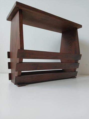 Tijdschriftenhouder - Eik - Brutalist - Jaren 60