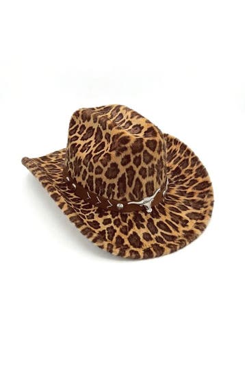 Cowboyhoed Panter Bont Bruin Bruine Nepbont Cowboy Western H, Kleding | Dames, Ophalen of Verzenden, Nieuw