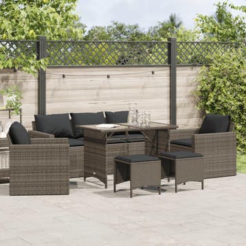 vidaXL 6-delige Loungeset met kussens poly rattan grijs, Verzenden, Nieuw, Loungeset