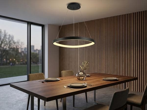 Veiling - Hanglamp Zwart 62cm 50W LED CCT 3 Kleur & 3 Stappe, Maison & Meubles, Lampes | Suspensions