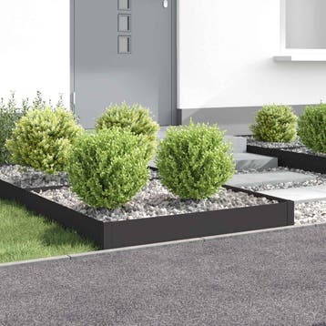 vidaXL Gazonrand 4 st 100 x 100 x 20 cm Staal Zwart, Jardin & Terrasse, Traverses & Bordures, Verzenden