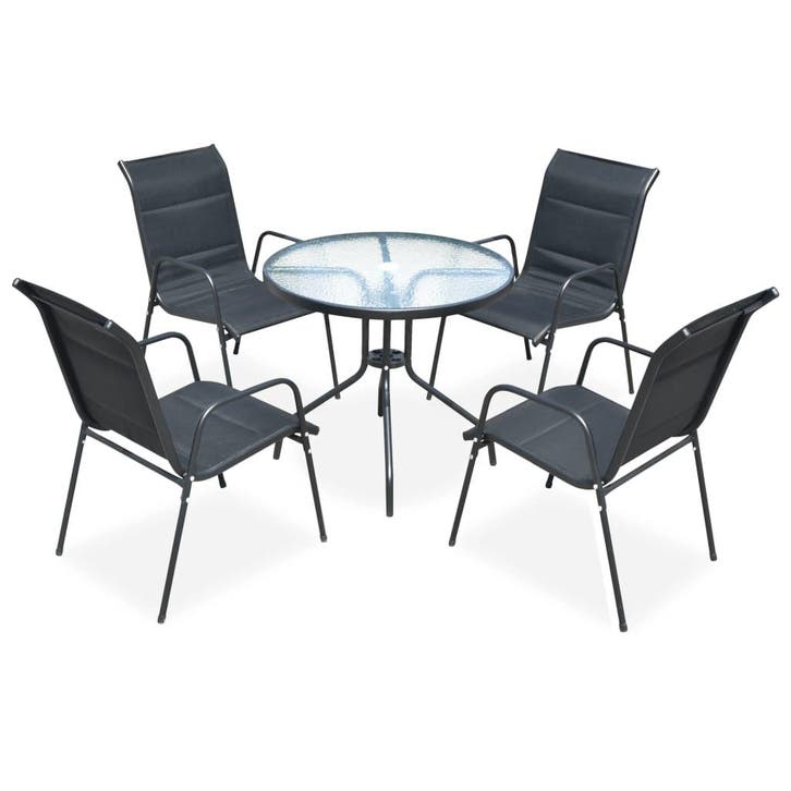 vidaXL 5-delige Tuinset staal zwart, Tuin en Terras, Tuinsets en Loungesets, Tuinset, Nieuw, Verzenden