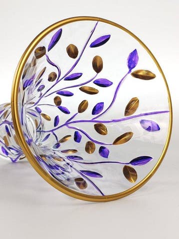 Secoloventesimo - Vaas - Gouden Paarse Bladeren Vaas -, Antiek en Kunst