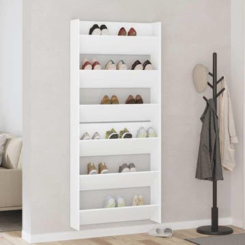vidaXL Wandschoenenkasten 2 st 80x18x90 cm spaanplaat wit, Verzenden