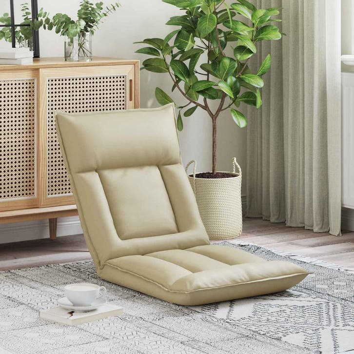 vidaXL Verstelbare vloostoel Crèmekleurig Kunstleer, Maison & Meubles, Chaises, Envoi