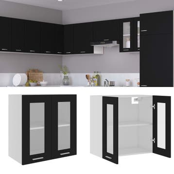 vidaXL Bovenkast Lyon 60x31x60 cm bewerkt hout zwart, Huis en Inrichting, Verzenden, Nieuw