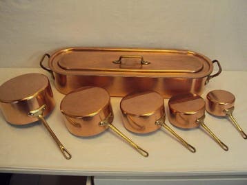 Magnifique lot 1 poissonnière et 5 casseroles cuivre