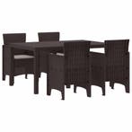 vidaXL Tuin Eettafel Set 5 pcs Bruin Polt riet, Verzenden, Nieuw