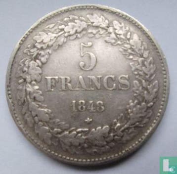 België 5 francs 1848, Verzenden, Losse munt