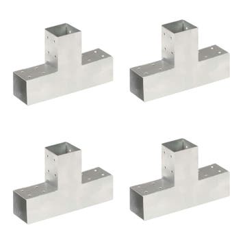 vidaXL Paalverbindingen 4 st T-vorm 71x71 mm gegalvaniseerd, Verzenden
