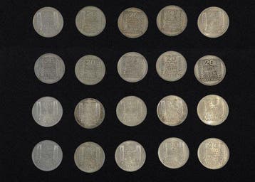 Frankrijk. 20 Francs 1929/1938 Turin (lot of 20 silver, Postzegels en Munten