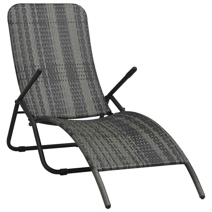vidaXL Ligbed inklapbaar poly rattan grijs, Jardin & Terrasse, Chaises longues, Envoi